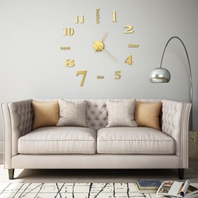Reloj 3D de pared con diseño moderno 100 cm XXL dorado de vidaXL, Relojes de pared - Ref: Foro24-50638, Precio: 25,89 €, Desc...