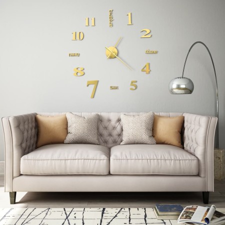 Reloj 3D de pared con diseño moderno 100 cm XXL dorado de vidaXL, Relojes de pared - Ref: Foro24-50638, Precio: 25,89 €, Desc...