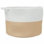 Cesta para ropa sucia algodón beige y blanco Ø55x36 cm de , Cestas para ropa - Ref: Foro24-358471, Precio: 27,73 €, Descuento: %