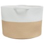 Cesta para ropa sucia algodón beige y blanco Ø55x36 cm de , Cestas para ropa - Ref: Foro24-358471, Precio: 27,73 €, Descuento: %