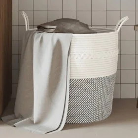 Gray and white cotton storage basket Ø43x38 cm by , Baskets - Ref: Foro24-358486, Price: 32,33 €, Discount: %