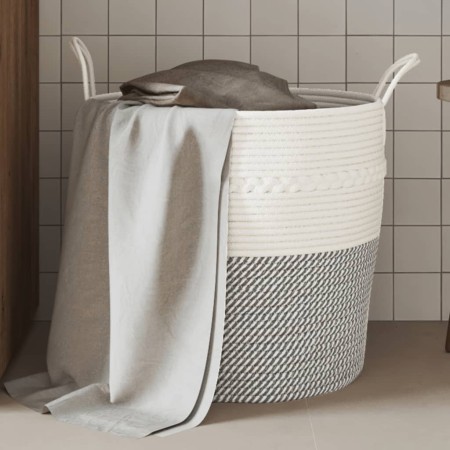 Cesta de almacenaje algodón gris y blanco Ø43x38 cm de , Cestas - Ref: Foro24-358486, Precio: 33,00 €, Descuento: %