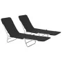 Tumbonas plegables 2 unidades acero y tela negras de vidaXL, Tumbonas - Ref: Foro24-44300, Precio: 92,84 €, Descuento: %