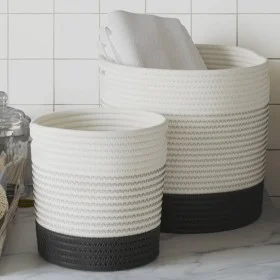 Storage baskets 2 pcs black and white cotton by , Baskets - Ref: Foro24-358478, Price: 29,40 €, Discount: %