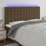 Cabecero con luces LED tela marrón oscuro 160x5x118/128 cm de , Cabeceros y pies de cama - Ref: Foro24-3122867, Precio: 111,0...