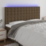 Cabecero con luces LED tela marrón oscuro 160x5x118/128 cm de , Cabeceros y pies de cama - Ref: Foro24-3122867, Precio: 112,7...