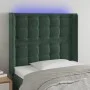 Dark green velvet headboard with LED 83x16x118/128 cm by , Headboards and footboards - Ref: Foro24-3124515, Price: 94,97 €, D...