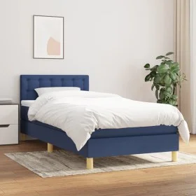 Box spring bed with blue fabric mattress 80x200 cm by , Beds and slatted bases - Ref: Foro24-3140895, Price: 275,36 €, Discou...