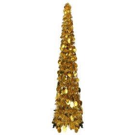 Árbol de Navidad artificial emergente PET dorado 120 cm en Decoración Festiva y Estacional | Comprar online en Foru.es