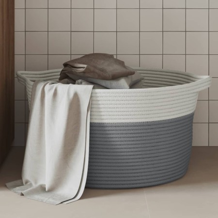 Cesta de almacenaje algodón gris y blanco Ø40x25 cm de , Cestas - Ref: Foro24-358461, Precio: 22,28 €, Descuento: %