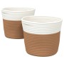 Cestas de almacenaje 2 uds algodón marrón y blanco Ø24x18 cm de , Cestas - Ref: Foro24-358454, Precio: 18,27 €, Descuento: %