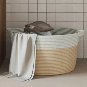 Cesta de almacenaje algodón beige y blanco Ø40x25 cm de , Cestas - Ref: Foro24-358463, Precio: 24,78 €, Descuento: %