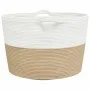 Cesta para ropa sucia algodón beige y blanco Ø60x36 cm de , Cestas para ropa - Ref: Foro24-358475, Precio: 34,47 €, Descuento: %