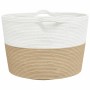 Cesta para ropa sucia algodón beige y blanco Ø60x36 cm de , Cestas para ropa - Ref: Foro24-358475, Precio: 35,02 €, Descuento: %