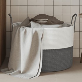 Cesta de almacenaje algodón gris y blanco Ø51x33 cm de , Cestas - Ref: Foro24-358489, Precio: 32,20 €, Descuento: %
