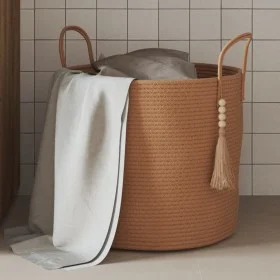 Brown cotton storage basket Ø40x35 cm by , Baskets - Ref: Foro24-358496, Price: 33,24 €, Discount: %