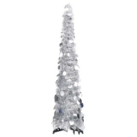 Árbol de Navidad artificial emergente PET plateado 120 cm en Decoración Festiva y Estacional | Comprar online en Foru.es