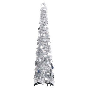 Árbol de Navidad artificial emergente PET plateado 120 cm en Decoración Festiva y Estacional | Comprar online en Foru.es
