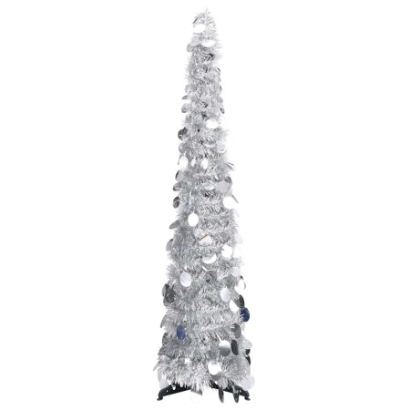 Árbol de Navidad artificial emergente PET plateado 120 cm en Decoración Festiva y Estacional | Comprar online en Foru.es
