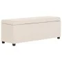 Bank with storage space 116 cm polyester cream color by , Benches for halls and storage - Ref: Foro24-281319, Price: 188,14 €...