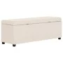 Bank with storage space 116 cm polyester cream color by , Benches for halls and storage - Ref: Foro24-281319, Price: 188,14 €...