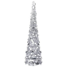 Árbol de Navidad artificial emergente PET plateado 150 cm en Decoración Festiva y Estacional | Comprar online en Foru.es