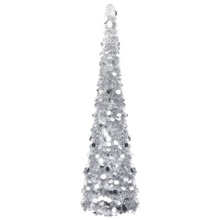 Árbol de Navidad artificial emergente PET plateado 150 cm en Decoración Festiva y Estacional | Comprar online en Foru.es