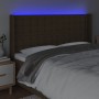 Cabecero con LED de tela marrón oscuro 163x16x118/128 cm de , Cabeceros y pies de cama - Ref: Foro24-3124491, Precio: 124,48 ...