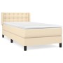 Cama box spring con colchón tela color crema 100x200 cm de , Camas y somieres - Ref: Foro24-3130014, Precio: 302,51 €, Descue...