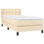 Cama box spring con colchón tela color crema 100x200 cm de , Camas y somieres - Ref: Foro24-3130014, Precio: 302,51 €, Descue...