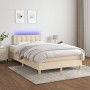Cama box spring con colchón y LED tela crema 120x200 cm de , Camas y somieres - Ref: Foro24-3134026, Precio: 387,07 €, Descue...