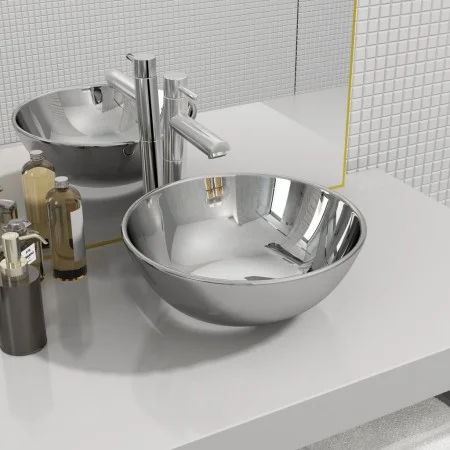 Silver ceramic sink 28x10 cm by vidaXL, Sinks - Ref: Foro24-143489, Price: 46,10 €, Discount: %