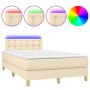 Cama box spring con colchón y LED tela crema 120x200 cm de , Camas y somieres - Ref: Foro24-3134026, Precio: 387,07 €, Descue...