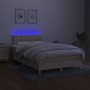 Cama box spring con colchón y LED tela crema 120x200 cm de , Camas y somieres - Ref: Foro24-3134026, Precio: 387,07 €, Descue...