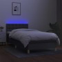 Cama box spring con colchón y LED tela gris oscuro 80x200 cm de , Camas y somieres - Ref: Foro24-3133990, Precio: 286,39 €, D...