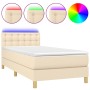 Cama box spring con colchón y LED tela crema 100x200 cm de , Camas y somieres - Ref: Foro24-3134018, Precio: 300,59 €, Descue...