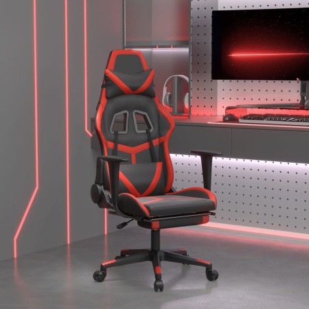 Silla gaming con reposapiés cuero sintético negro rojo de , Sillones para videojuegos - Ref: Foro24-3143677, Precio: 127,18 €...