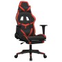 Silla gaming con reposapiés cuero sintético negro rojo de , Sillones para videojuegos - Ref: Foro24-3143677, Precio: 127,18 €...