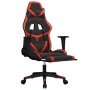 Silla gaming con reposapiés cuero sintético negro rojo de , Sillones para videojuegos - Ref: Foro24-3143677, Precio: 127,18 €...