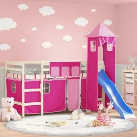 Cortinas para cama alta con torre poliéster rosa de , Accesorios para camas y somieres - Ref: Foro24-835924, Precio: 39,69 €,...