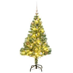 Árbol de Navidad artificial con 150 LEDs bolas y nieve 150 cm en Decoración Festiva y Estacional | Comprar online en Foru.es