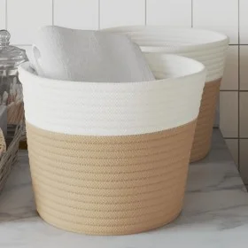 Cestas de almacenaje 2 uds algodón beige y blanco Ø24x18 cm de , Cestas - Ref: Foro24-358455, Precio: 17,05 €, Descuento: %