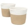 Cestas de almacenaje 2 uds algodón beige y blanco Ø24x18 cm de , Cestas - Ref: Foro24-358455, Precio: 17,05 €, Descuento: %