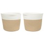 Cestas de almacenaje 2 uds algodón beige y blanco Ø24x18 cm de , Cestas - Ref: Foro24-358455, Precio: 21,32 €, Descuento: %