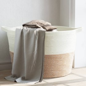 Cesta para ropa sucia algodón marrón y blanco Ø60x36 cm de , Cestas para ropa - Ref: Foro24-358476, Precio: 33,14 €, Descuent...