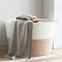 Cesta para ropa sucia algodón marrón y blanco Ø60x36 cm de , Cestas para ropa - Ref: Foro24-358476, Precio: 33,14 €, Descuent...