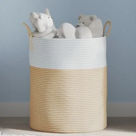 Cesta de almacenaje algodón beige y blanco Ø38x46 cm de , Cestas - Ref: Foro24-358483, Precio: 31,91 €, Descuento: %