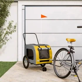 Pet Bicycle Trailer Iron Oxford Cloth Yellow Gray by , pet strollers - Ref: Foro24-93854, Price: 101,01 €, Discount: %