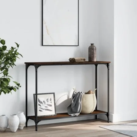 Mesa consola madera de ingeniería marrón roble 101x30,5x75 cm de , Mesas auxiliares - Ref: Foro24-837706, Precio: 40,96 €, De...