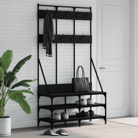 Perchero con zapatero negro 100x40x184 cm de , Organizadores de vestidores y perchas de barra - Ref: Foro24-837837, Precio: 1...